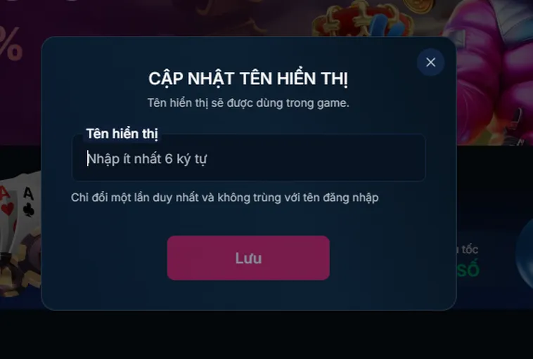 Cập nhật thông tin hiển thị để hoàn thành các bước đăng kí tài khoản.