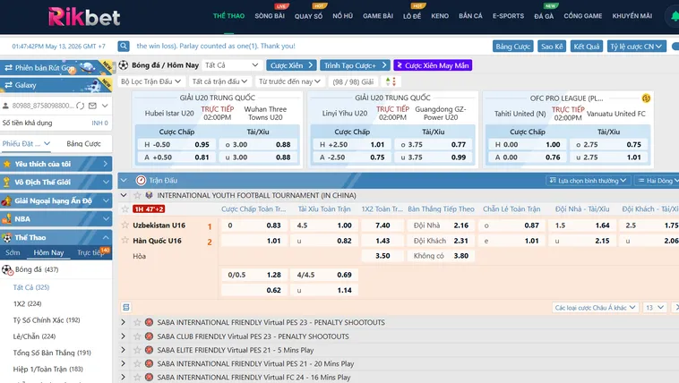 Thể Thao SABA Sports RikBet Đỉnh Cao Cá Cược Bóng Đá Ảo Và Thực Tế